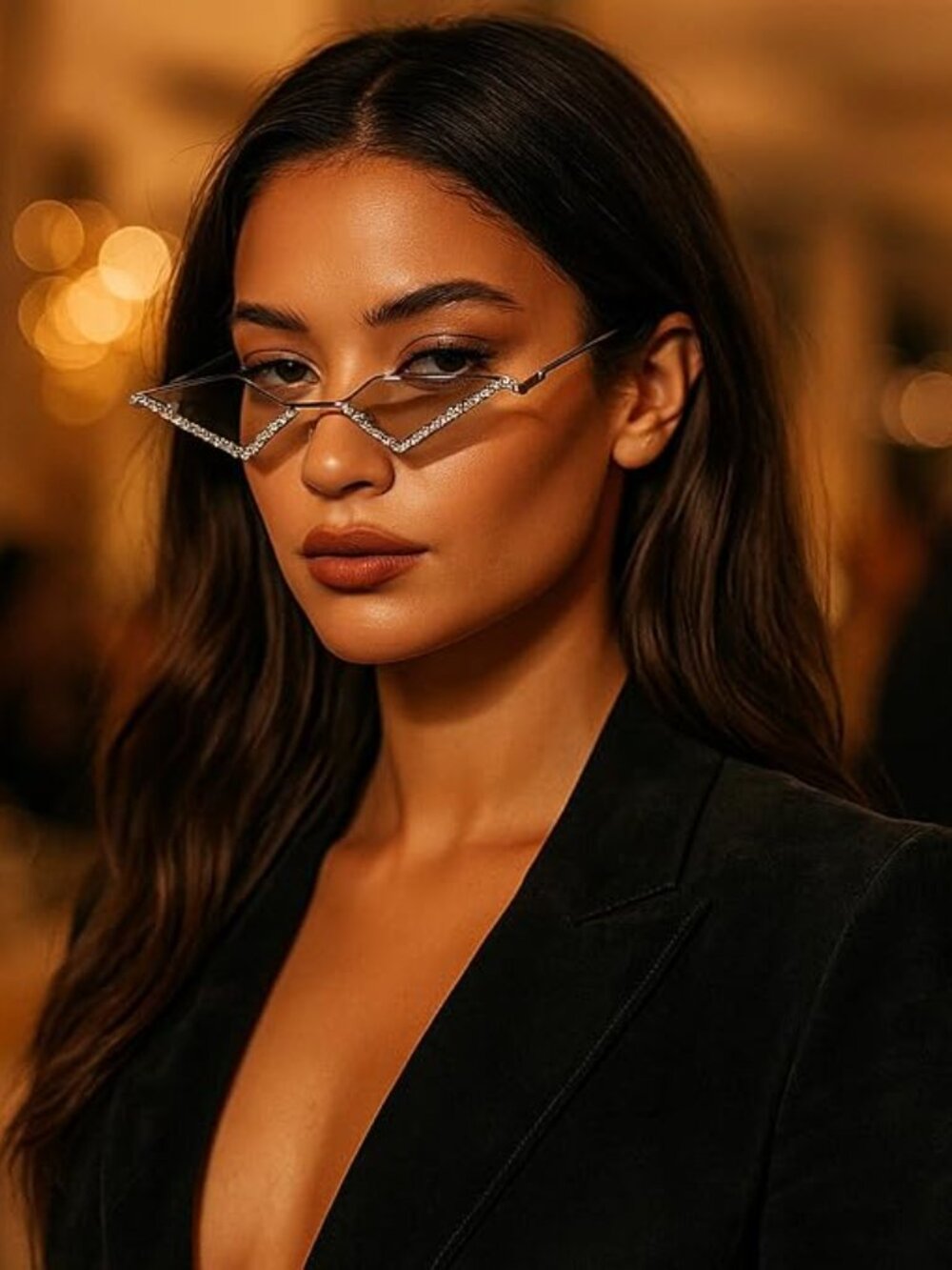 Rimless Rhinestone Sunglasses